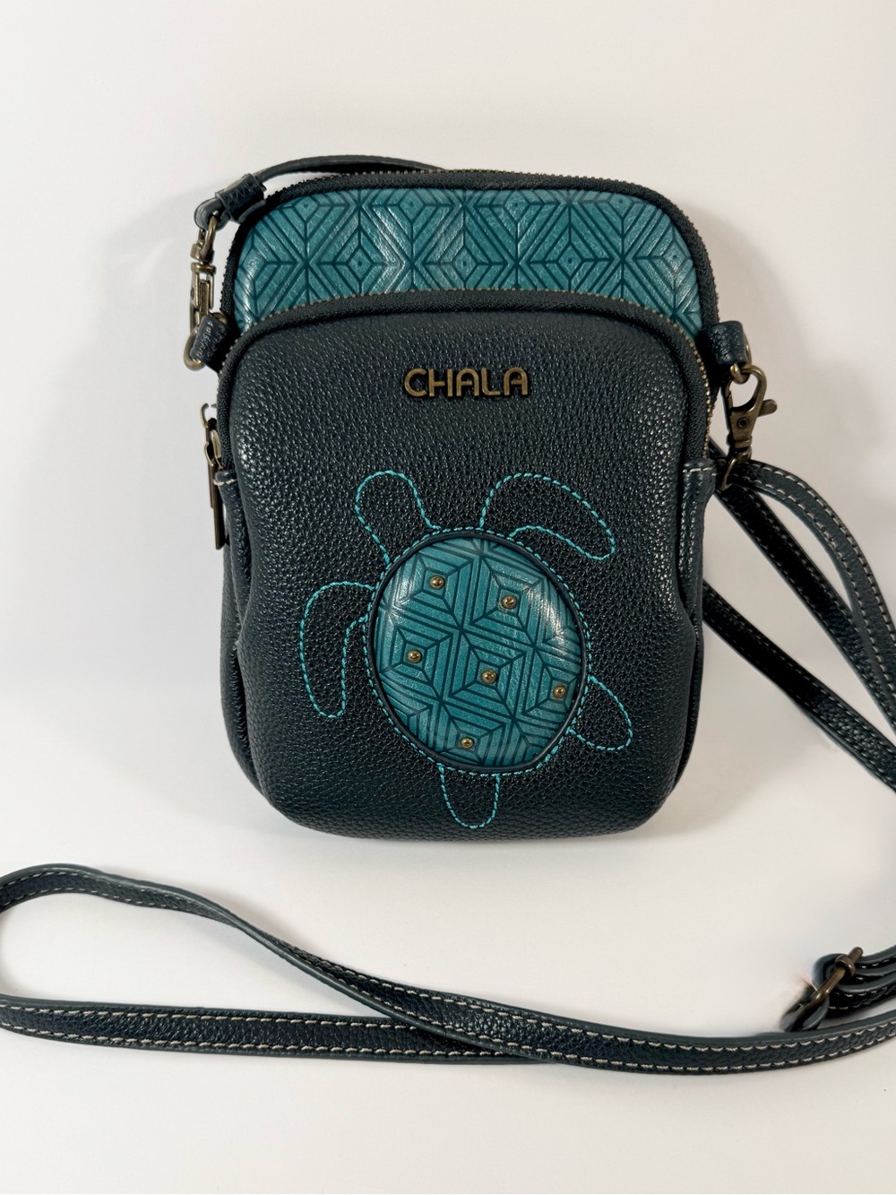 Chala Teal Turtle Crossbody Purse - Picture 6 of 14